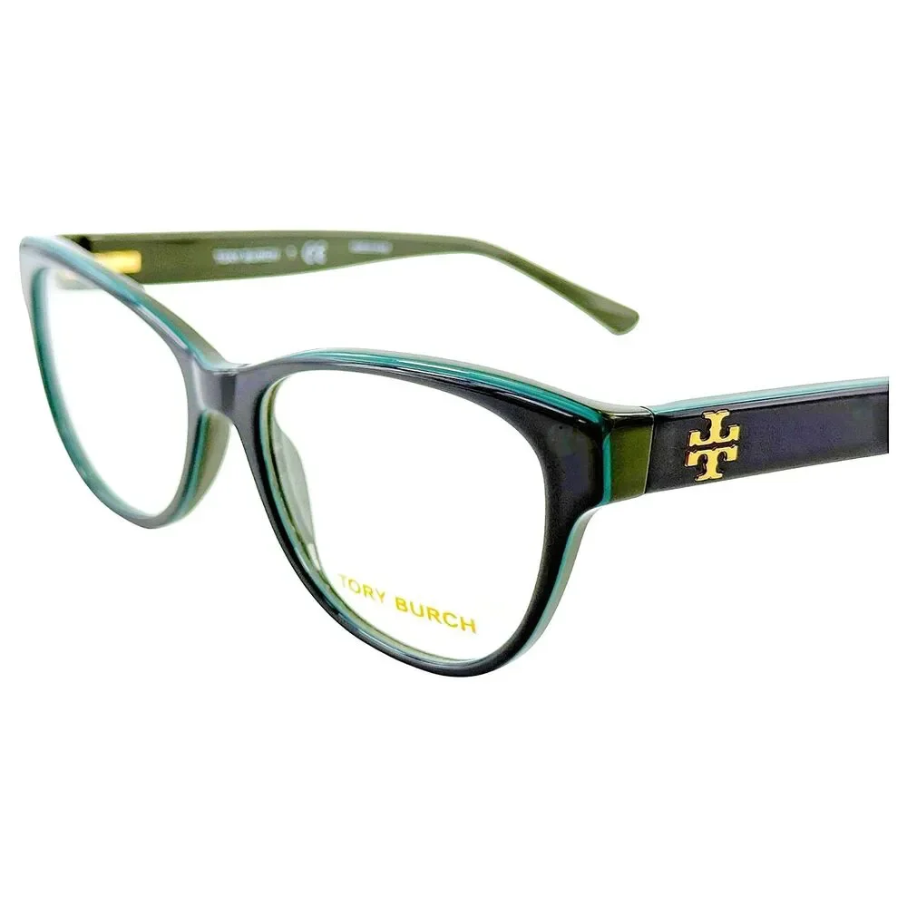 Tory Burch TY2065 Womens Plastic Eyeglass Frame 1598 Navy Turquoise Hunter 53-17